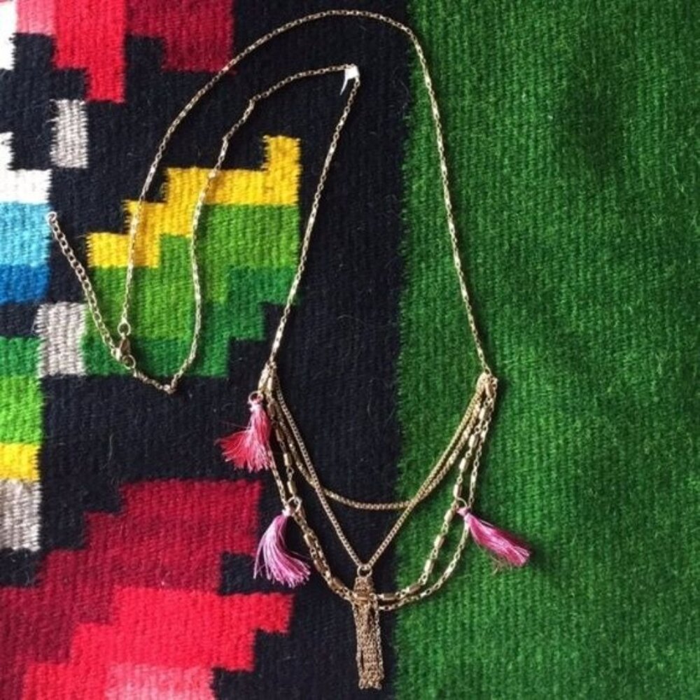 Anthropologie X Roost Layered Tassel Metal Chain Necklace - Picture 5 of 5